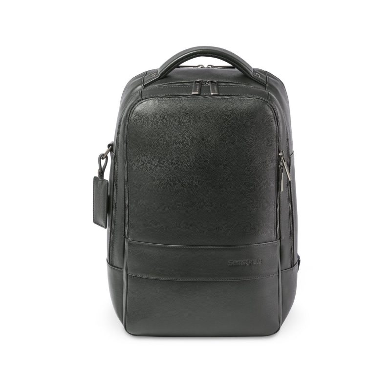 Samsonite Leather Laptop Backpack - Black - 1