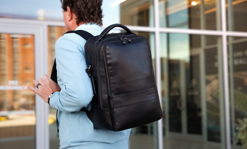 Samsonite Leather Laptop Backpack - Black - 9