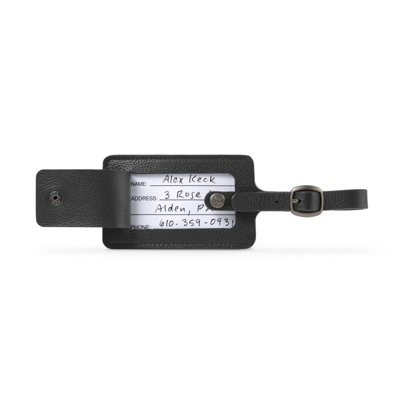 Samsonite Leather Luggage Tag - Black - 3